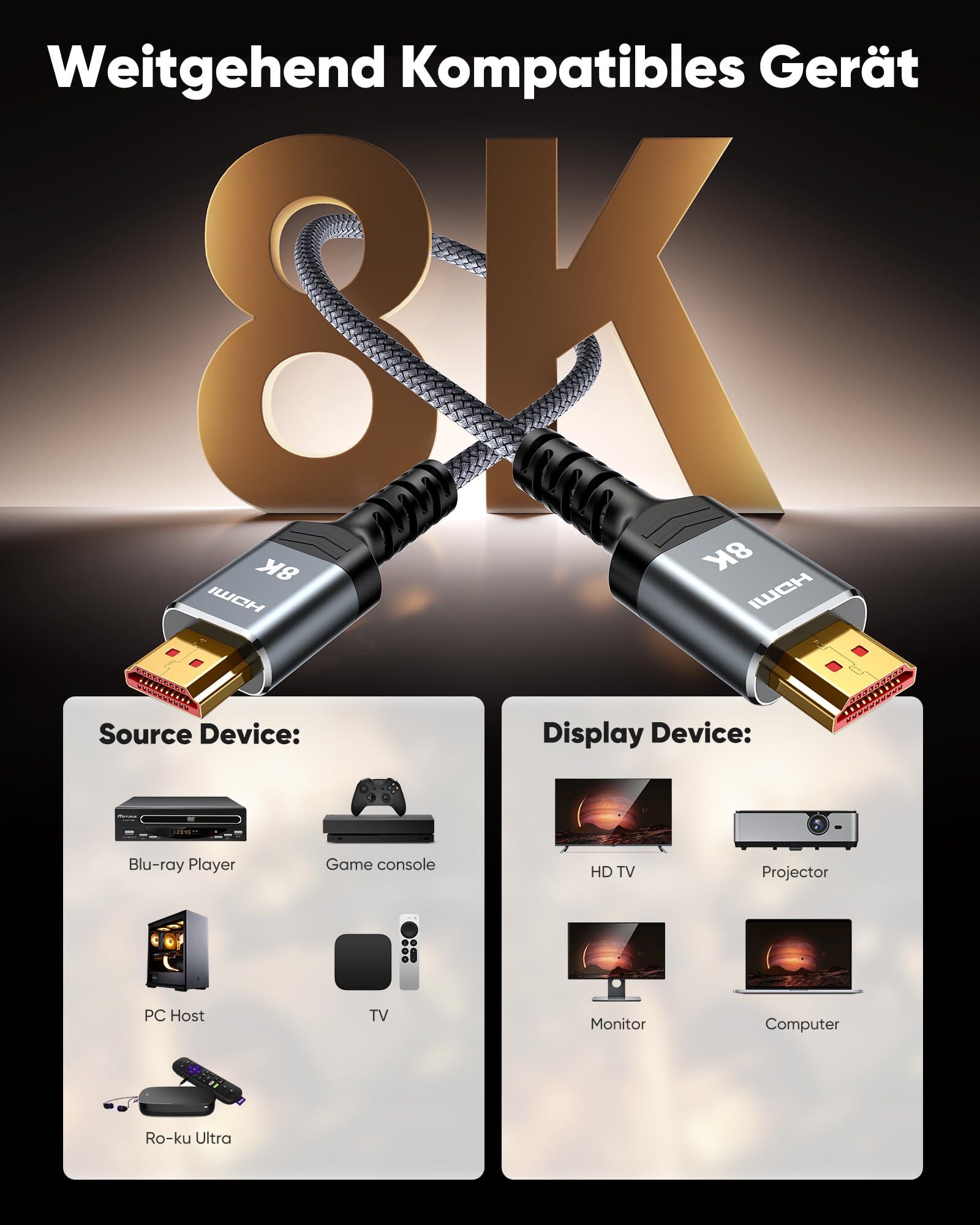 SNOWKIDS 8K HDMI-kaabel 1.5 m – vastupidav mängu- ja kodukinokõne – pilt 6