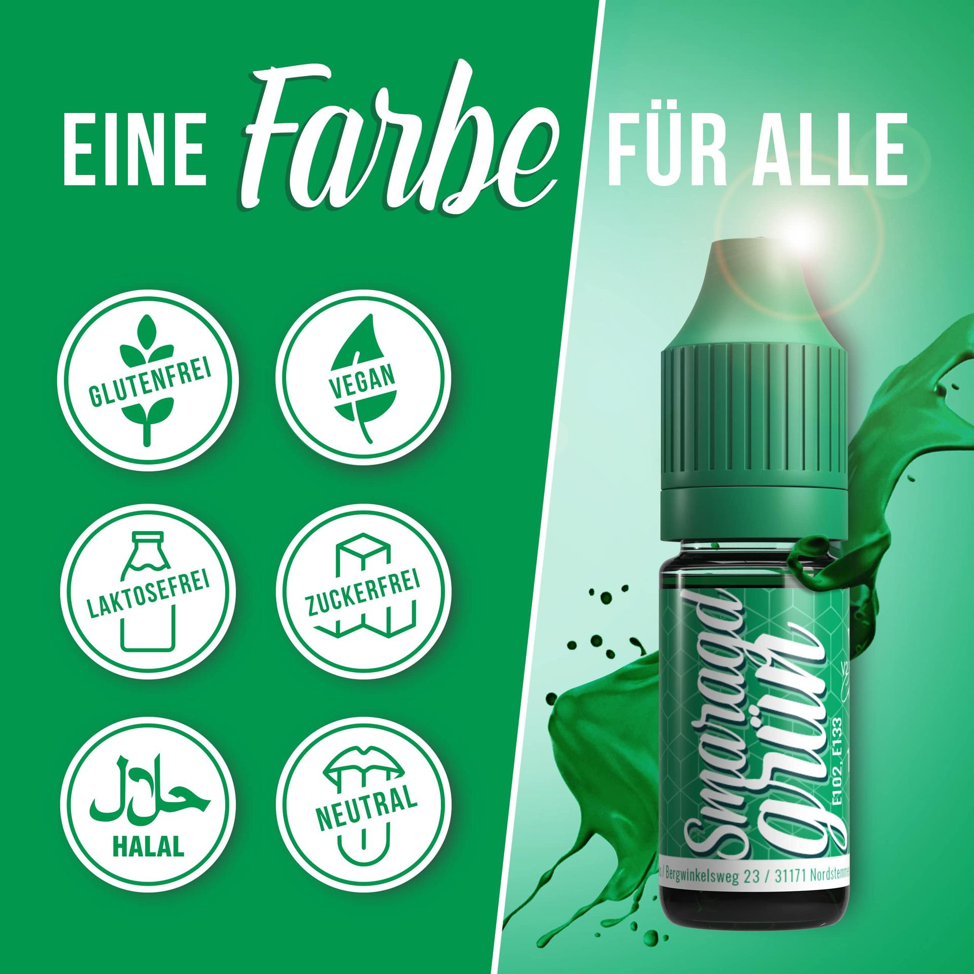 Belissia smaragdroheline toiduvärv 10ml — intensiivne sära – detailne vaade