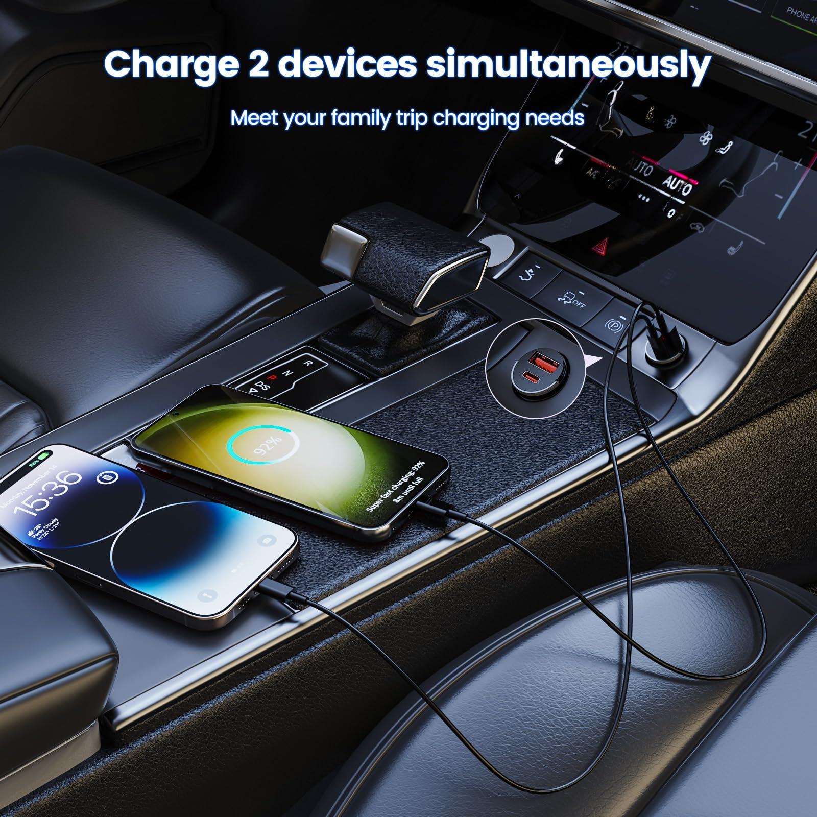 MOSWAG metallist autosisene 30W USB-C kiirlaadija – pakend ja tarvikud
