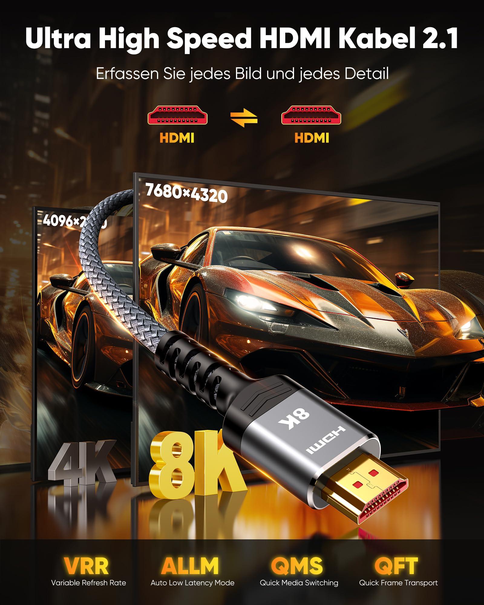 SNOWKIDS 8K HDMI-kaabel 1.5 m – vastupidav mängu- ja kodukinokõne – kasutusnäide