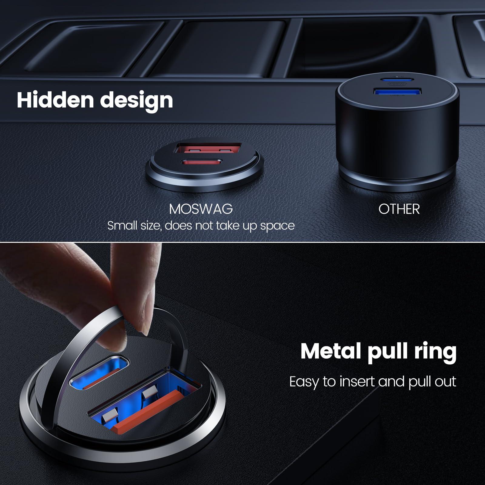MOSWAG metallist autosisene 30W USB-C kiirlaadija – lisavaade