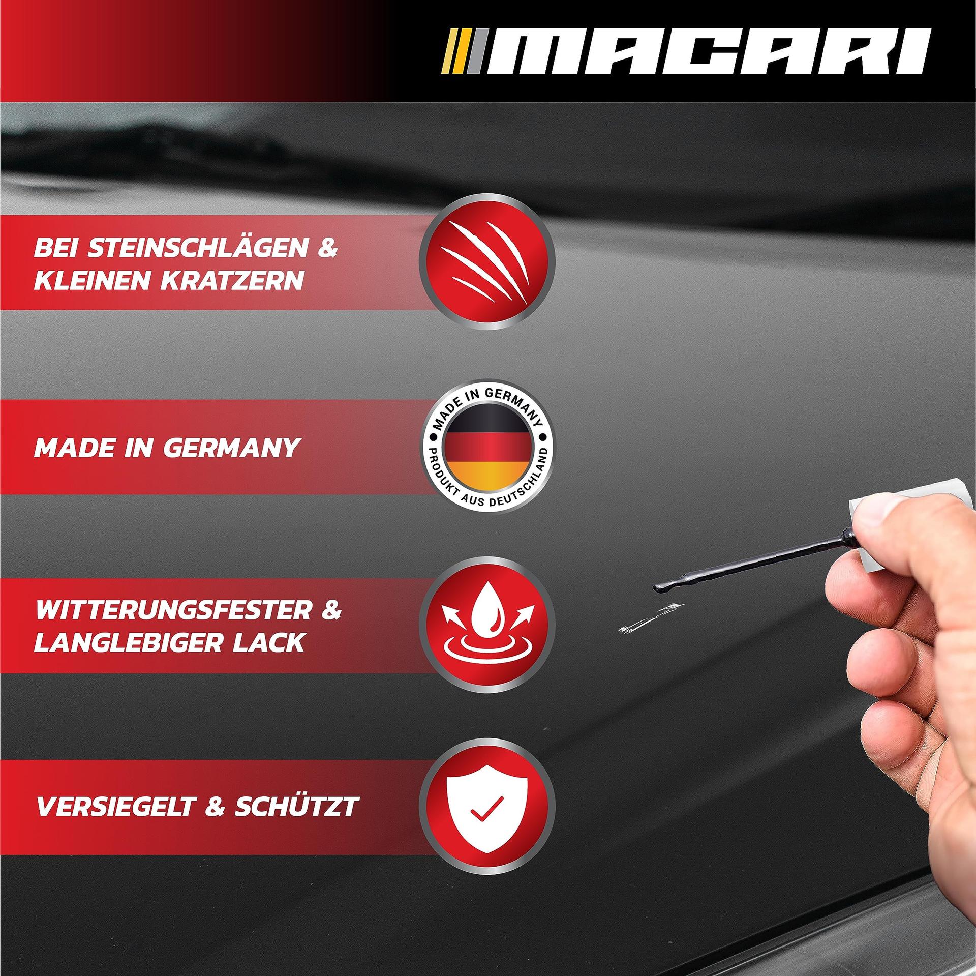 Macari must läikega puhastamiseks – auto lakk 12 ml – detailne vaade