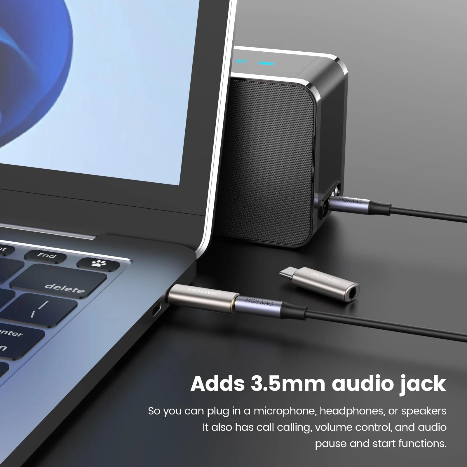 MOSWAG vastupidav USB-C–3,5 mm audioadapter rikkaliku – pakend ja tarvikud