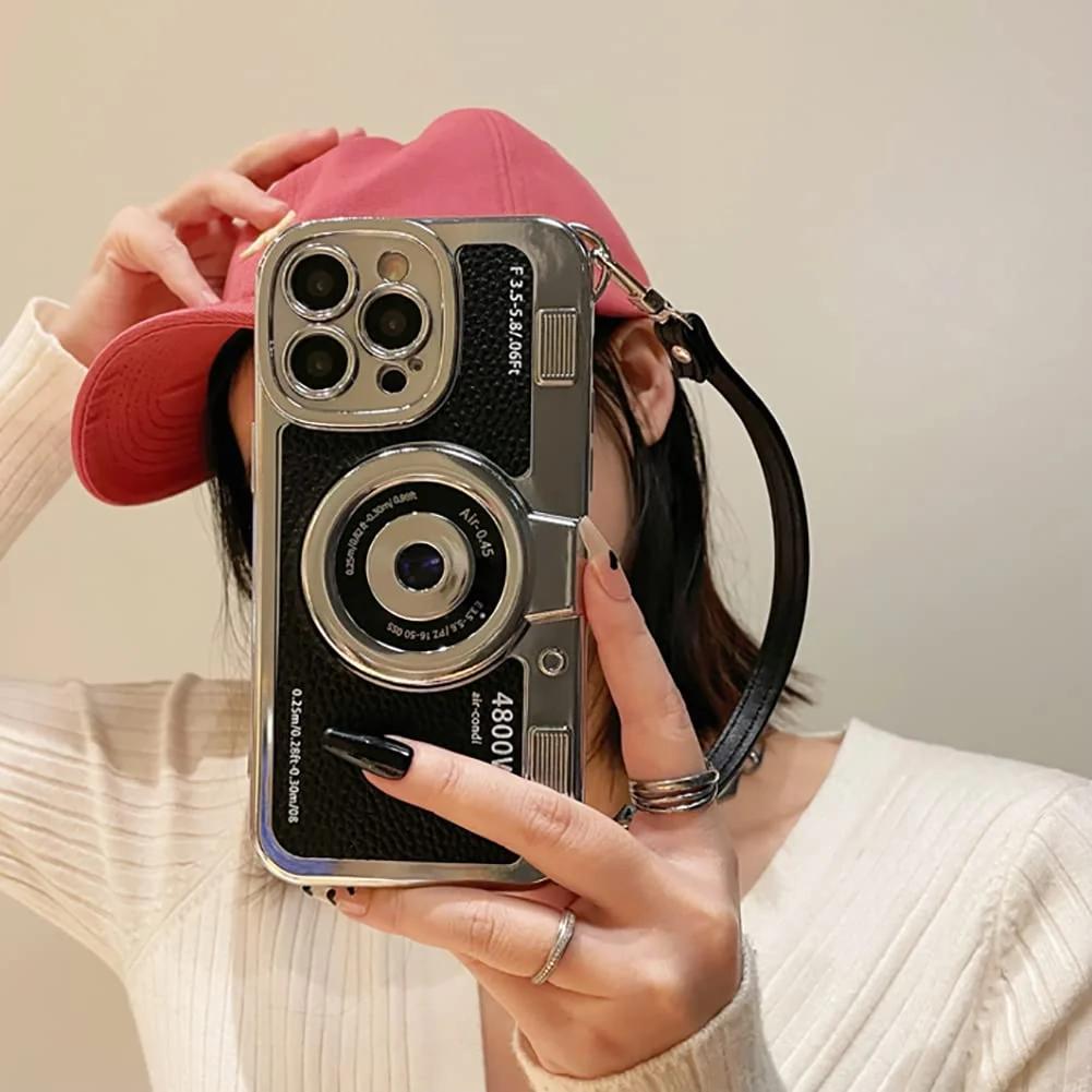 QoKcoahn silikoonkate iPhone 15 Plus — vintage kaamera stiil – pakend ja tarvikud