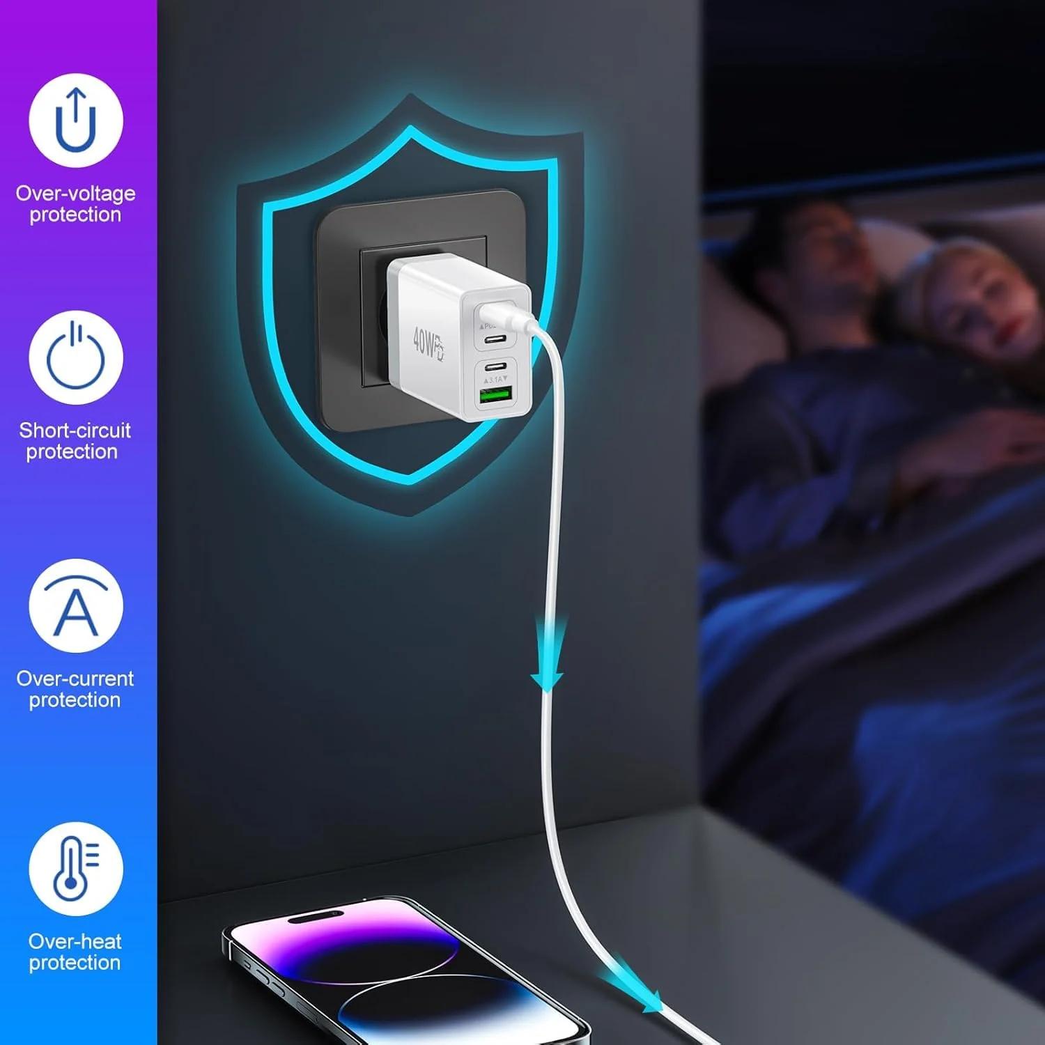 Acezeek kompaktne 40W USB‑C laadija 3‑pakend — kiire ja turvaline – kasutusnäide