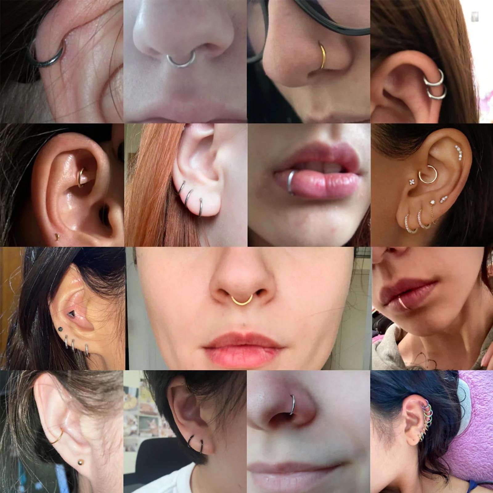 Lantine roostevaba minimalistlik septum- ja helix-rõngas – pakend ja tarvikud