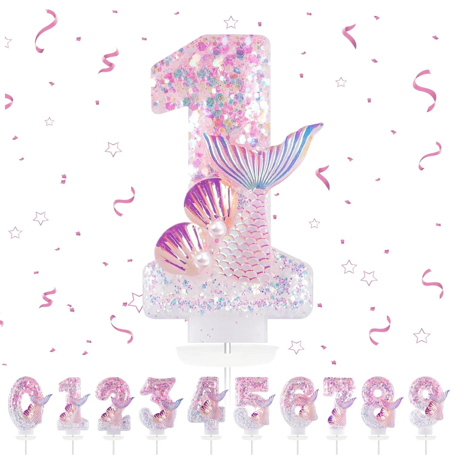 Maclunar särav 3D sünnipäevaküünal — roosa number 1