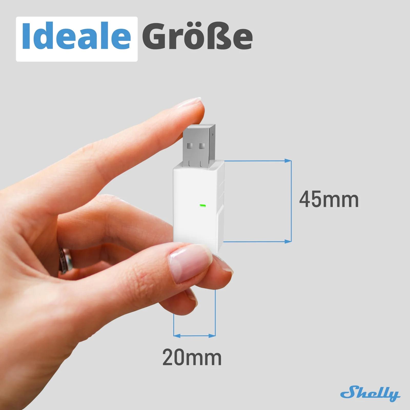 Shelly USB-Dongle BLU Gateway — kompaktne koduautomaatika sild – detailne vaade