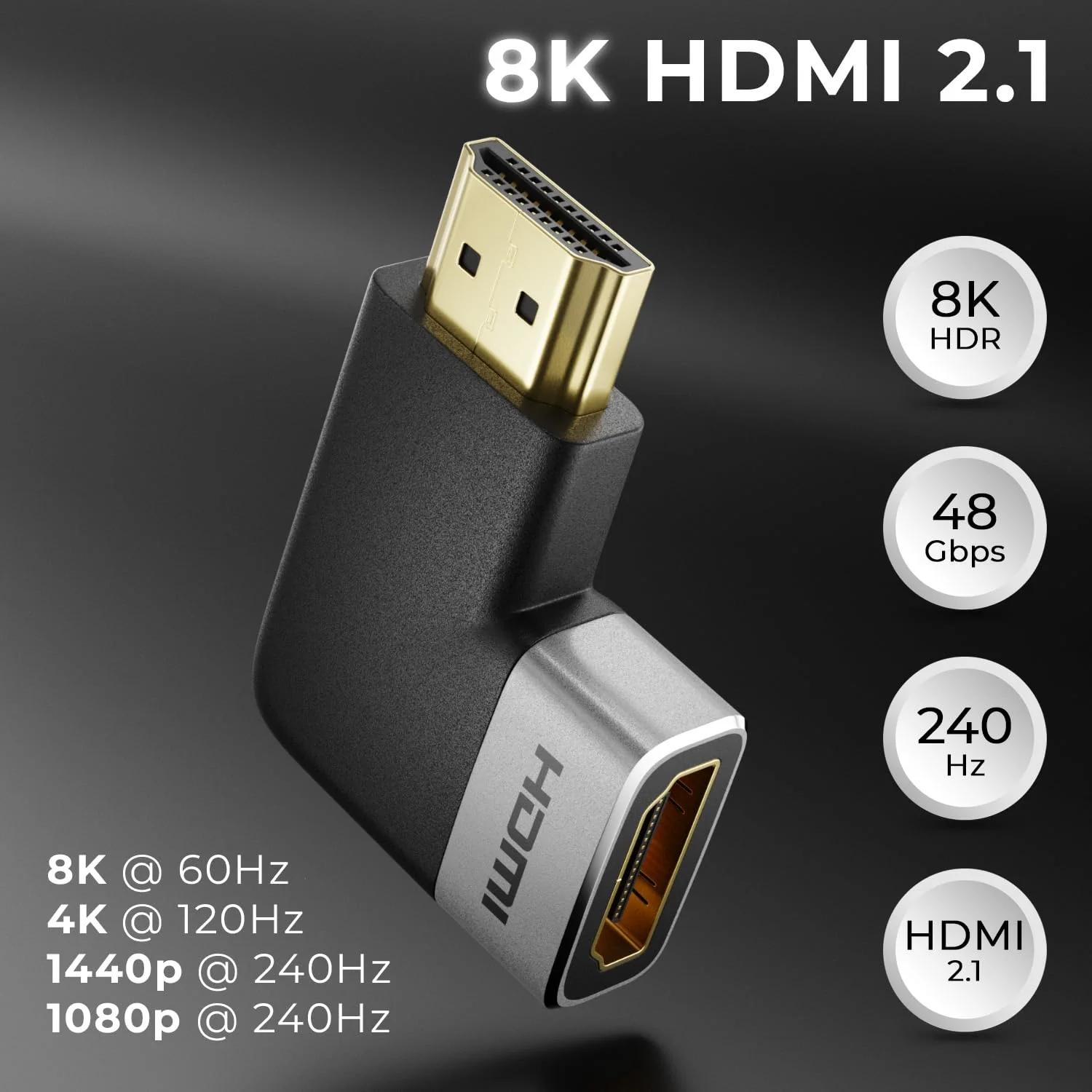 deleyCON alumiiniumne HDMI-adapter – 8K 60Hz ja HDR tugi – pakend ja tarvikud