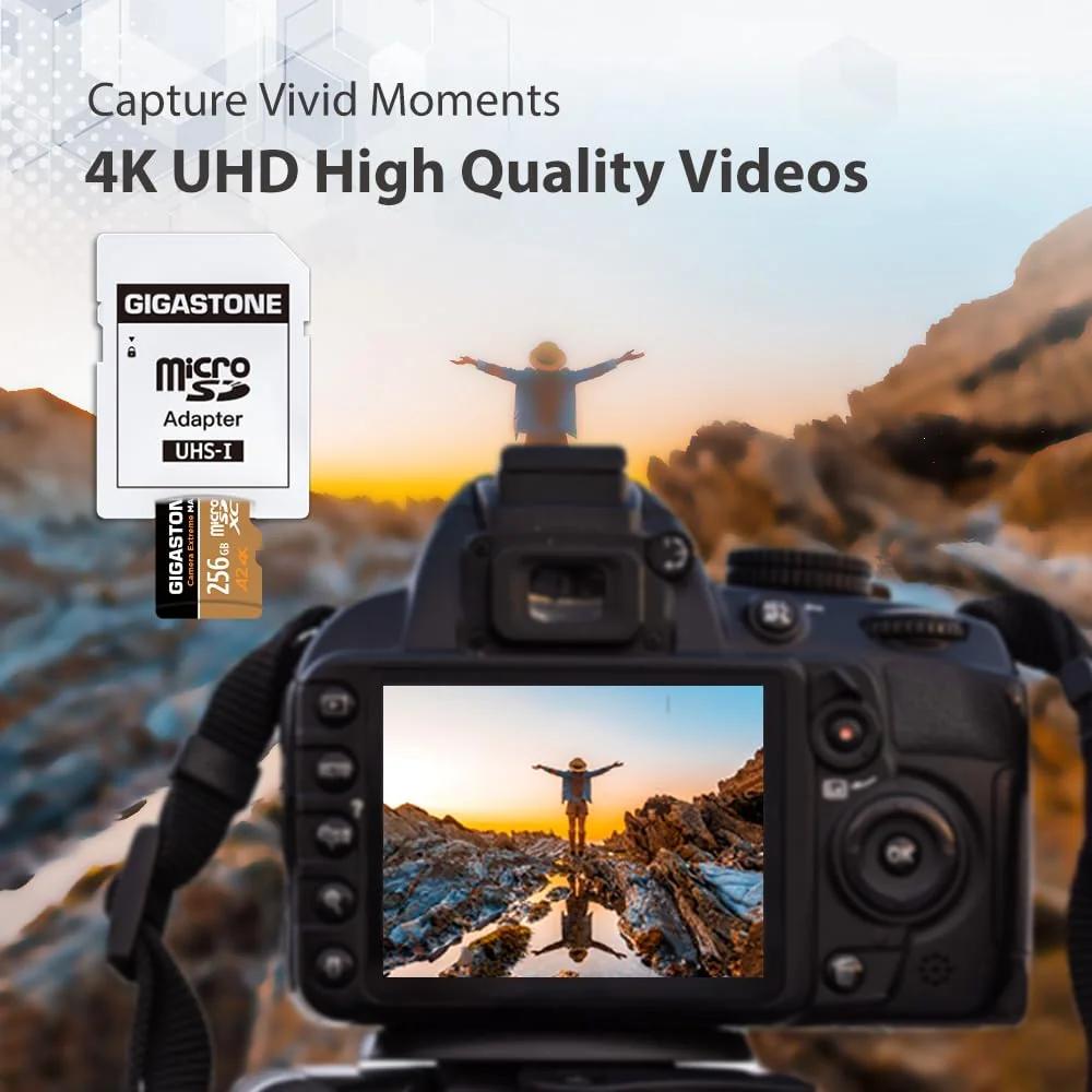 Gigastone 256GB microSDXC — kiire salvestus 4K videole – kasutusnäide