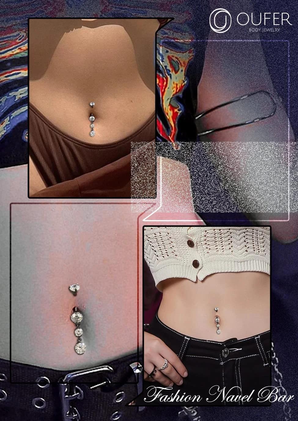 OUFER Body Piercing titaani 12mm nabasõrmus – hüpoallergeenne – kasutusnäide