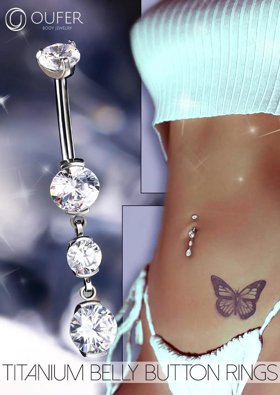 OUFER Body Piercing TNV008-12MM clear cz kehaehted – detailne lähivaade