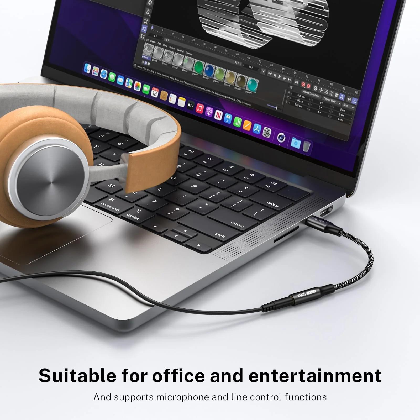 MOSWAG vastupidav USB-C kuni 3,5 mm helipistik — kaasaskantav – kasutusnäide