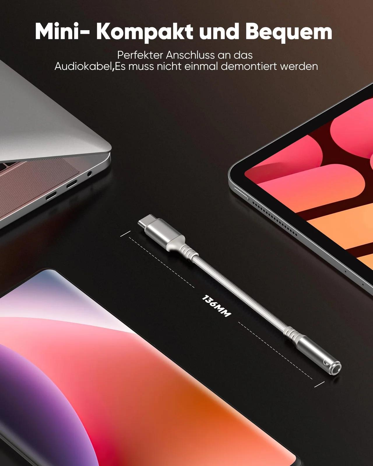 Highwings vastupidav USB-C–3,5mm adapter helikvaliteediga – kasutusnäide