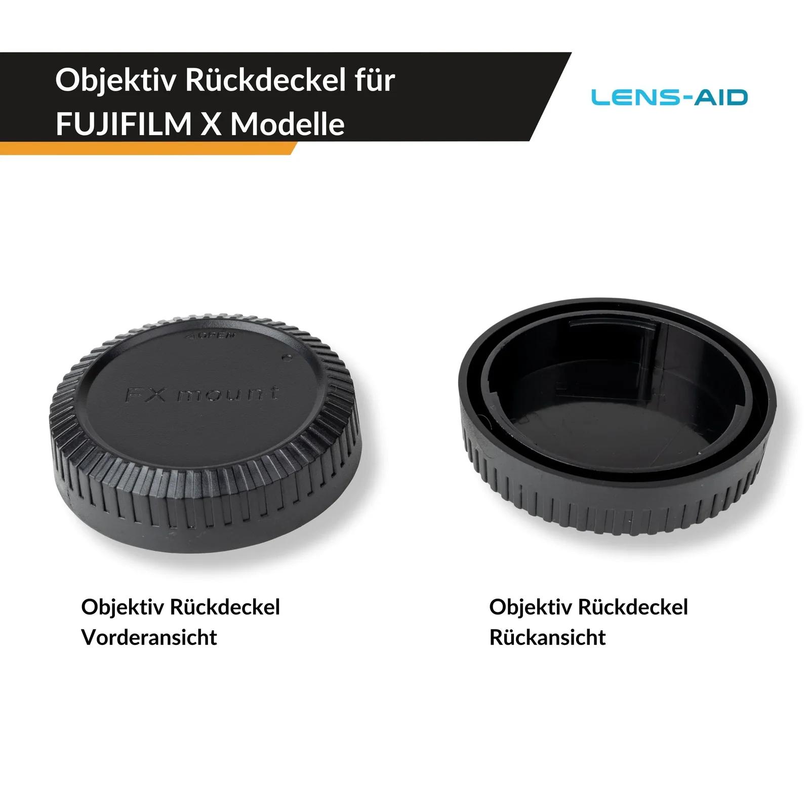 LENS-AID kaitseümbris tagumise objektiivi kate Fuji X jaoks – pakend ja tarvikud