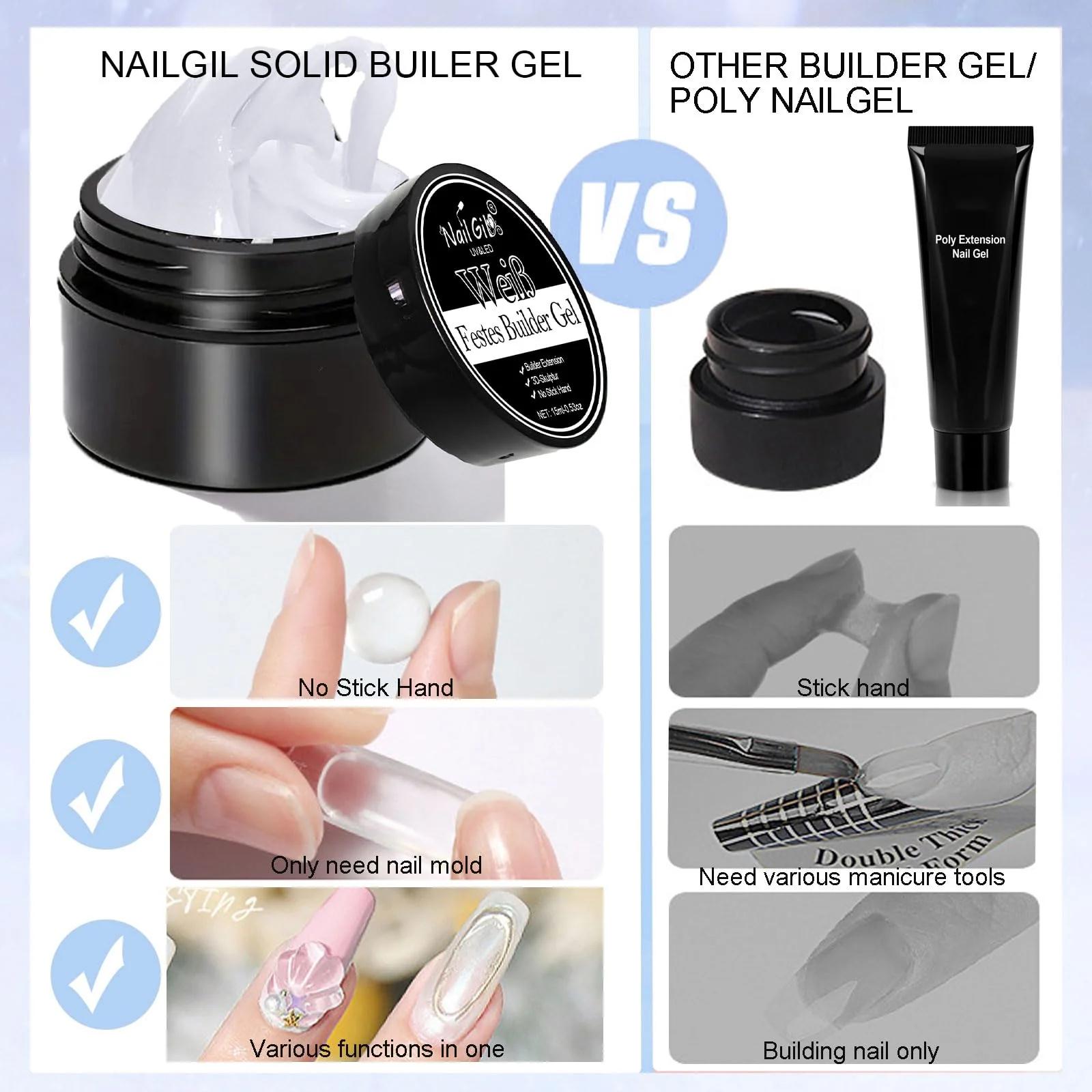 NAIL GIL tugev valge builder-geel koduseks maniküüriks (15 g) – lisavaade
