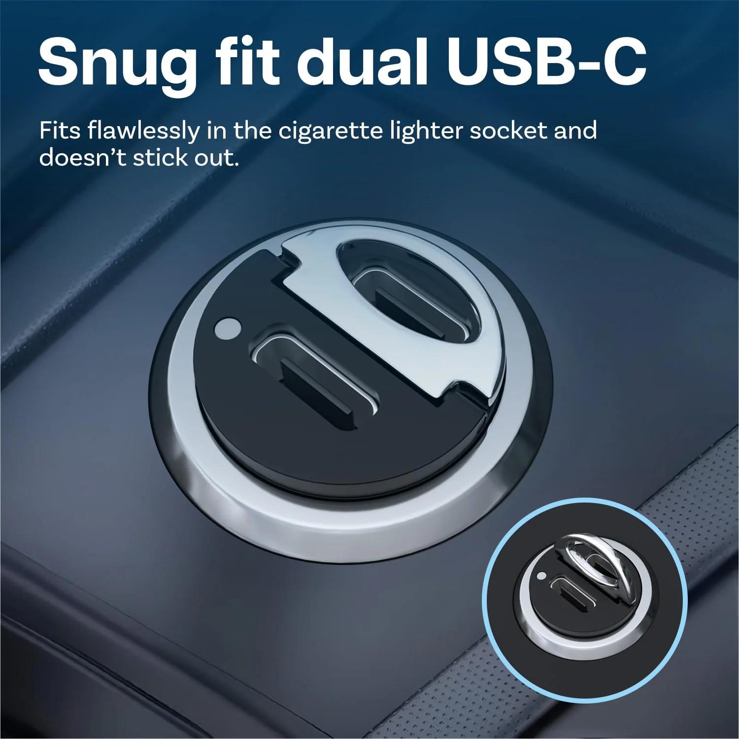 MMOBIEL alumiiniumist 45W auto USB-C laadija kiire laadimisega – detailne vaade