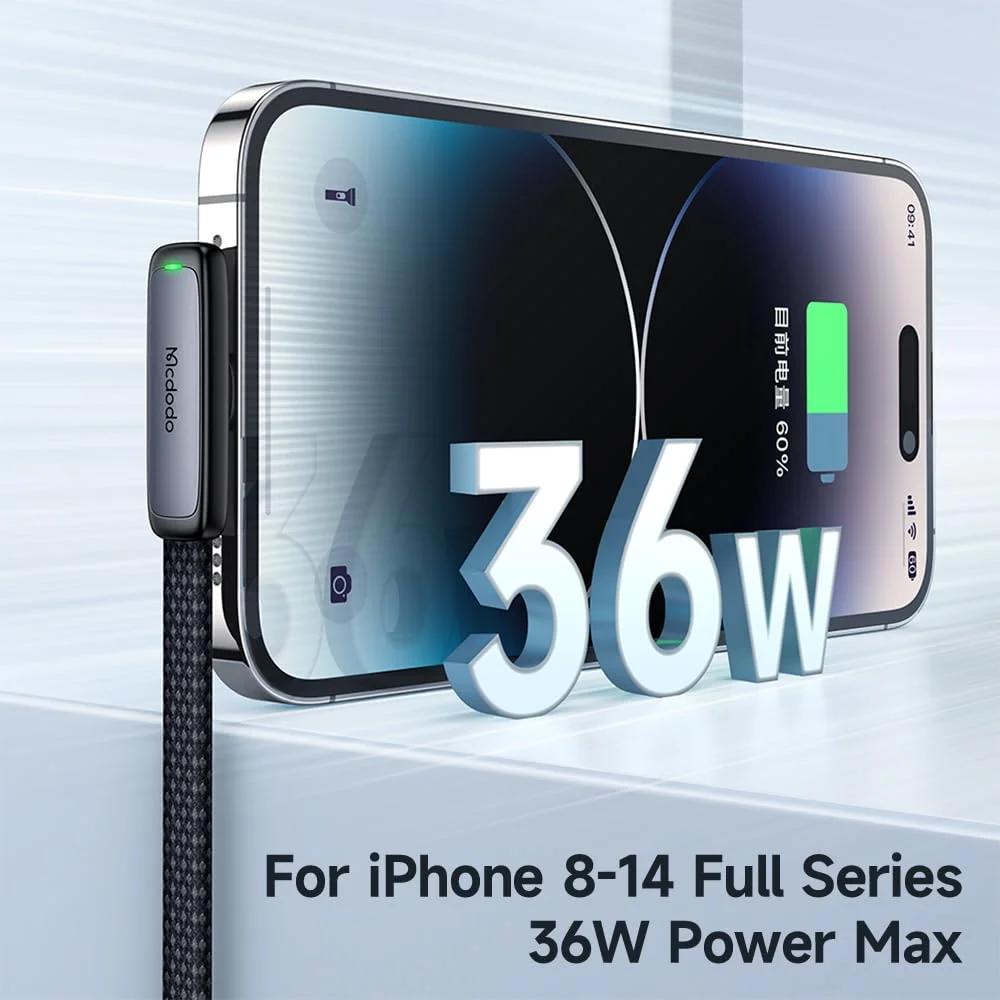 mcdodo vastupidav 36W USB-C–Lightning kiirkaabel iPhone’ile – pakend ja tarvikud