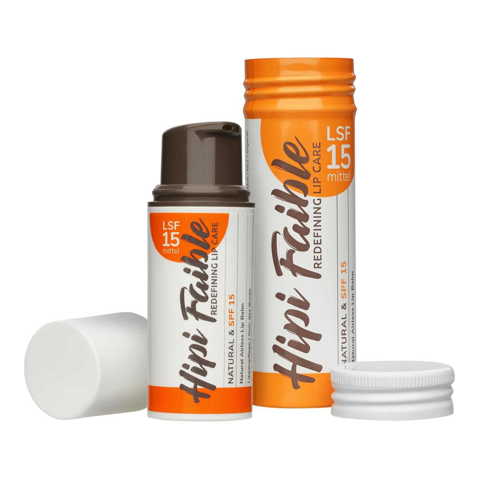 HIPI FAIBLE naturaalne huulepalsam SPF15 — kaitsev ja hooldav – pakend ja tarvikud