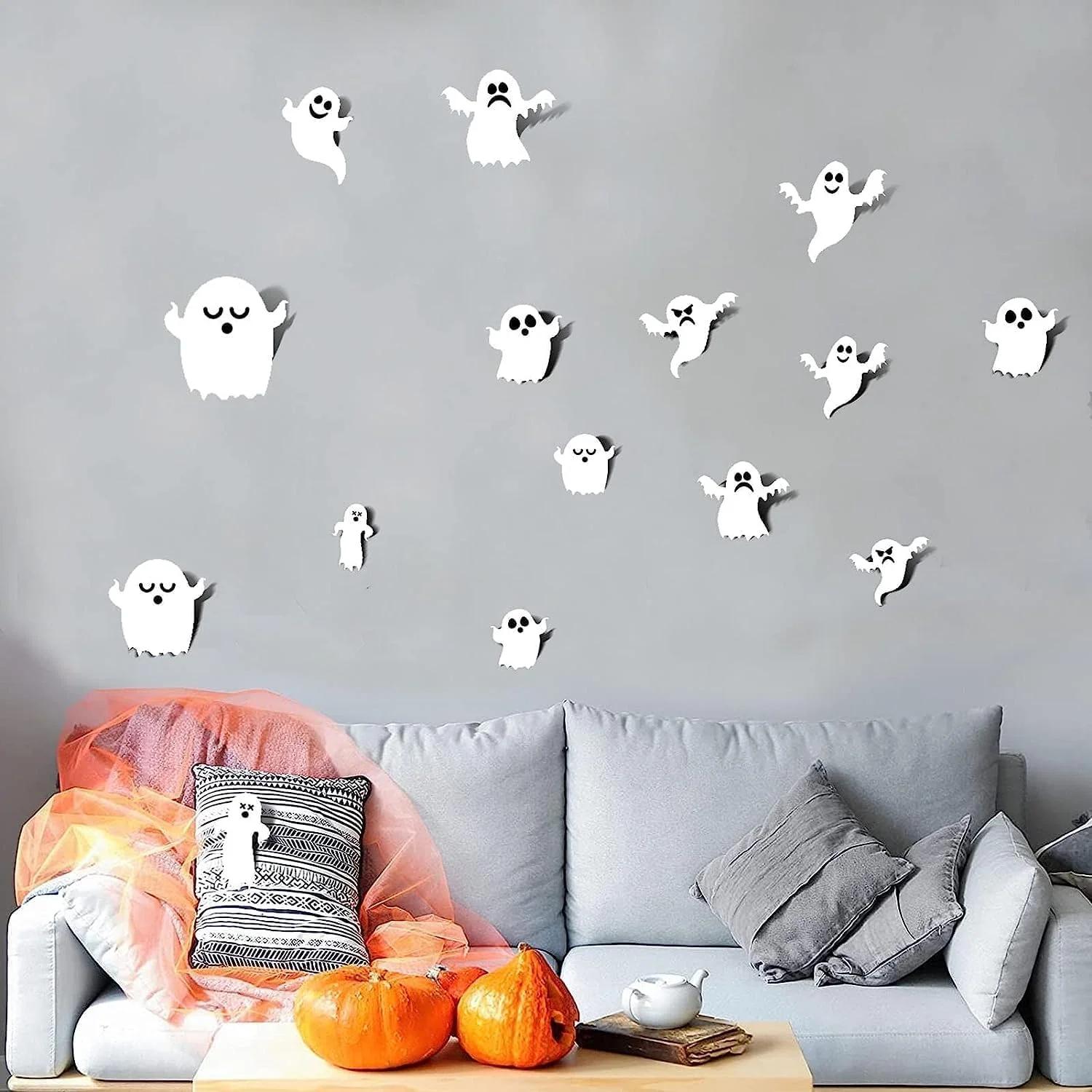 Sinekong PVC Halloween-ümbrise 63osaline seina- ja aknaehe – pakend ja tarvikud