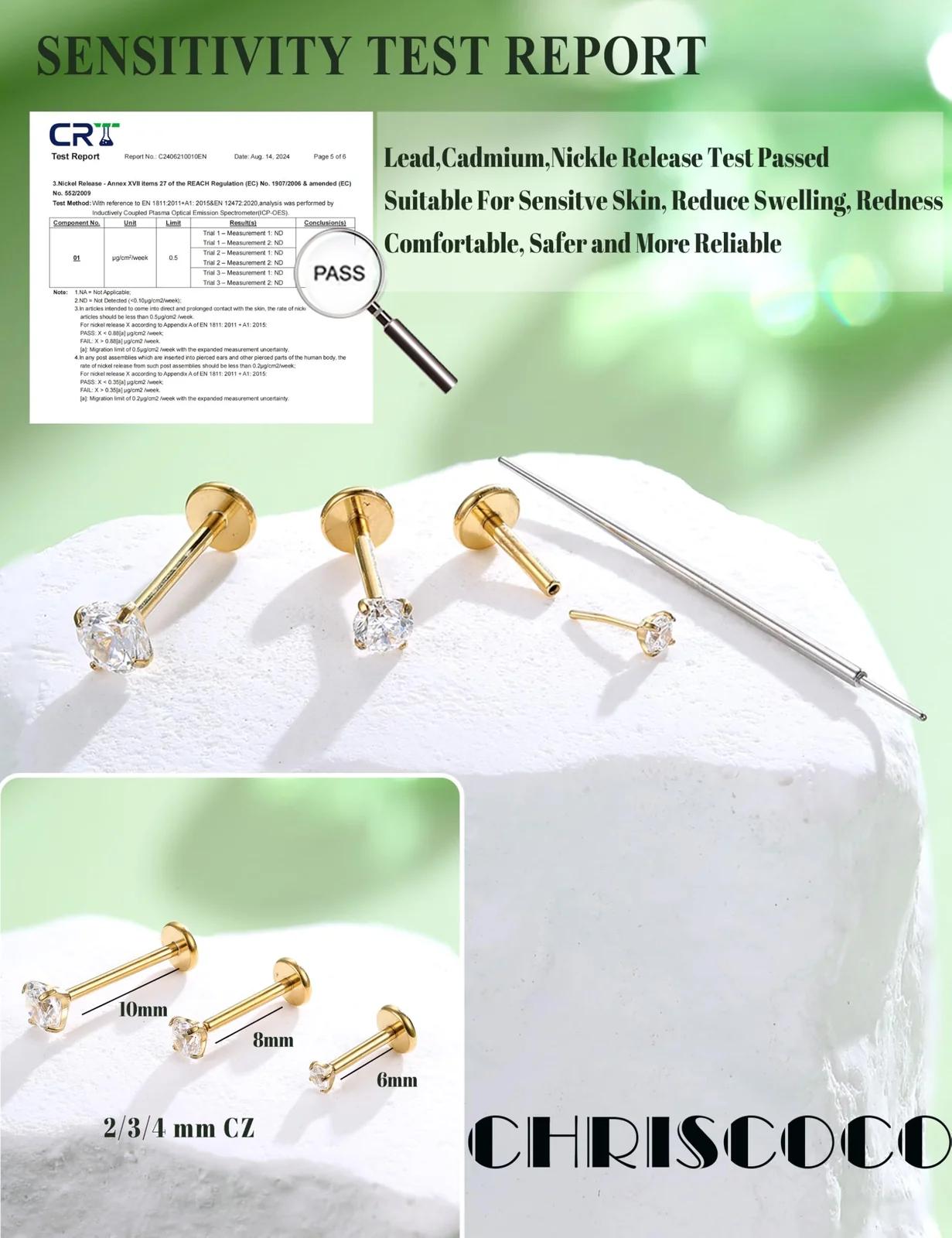 Chriscoco CO-03-P0060-G-1.2MM piercingud – detailne lähivaade