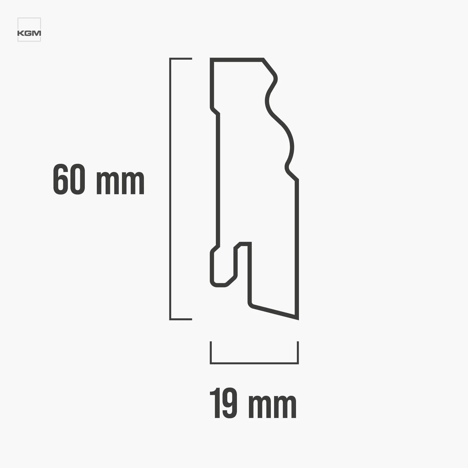 KGM valge MDF sokkel – elegantne ECO profiil, mitmeotstarbeline – detailne vaade