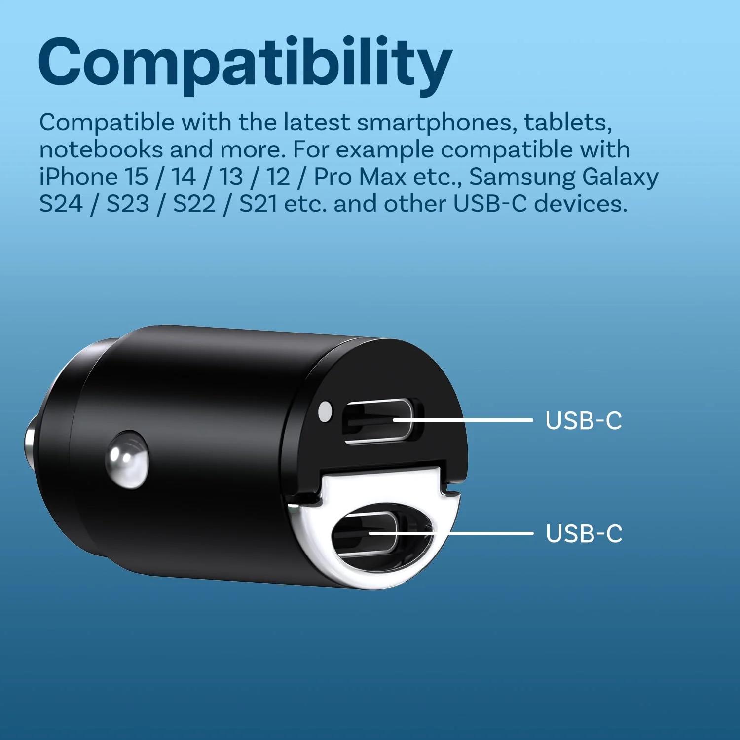 MMOBIEL alumiiniumist 45W auto USB-C laadija kiire laadimisega – lisavaade