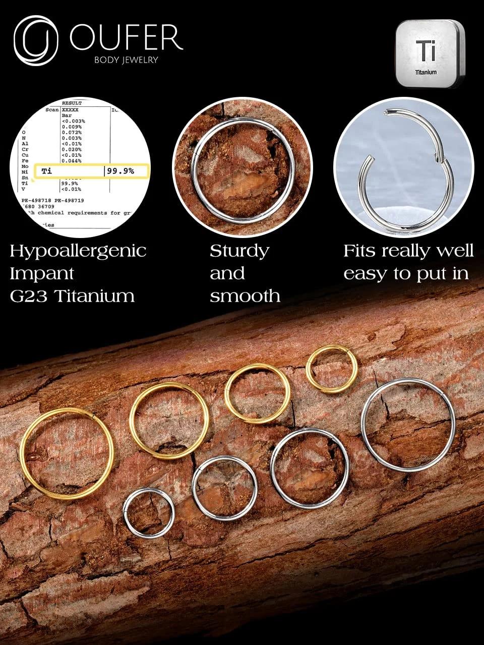 OUFER titaanist 6 mm nostril rõngas – hüpoallergeenne kingitus – kasutusnäide