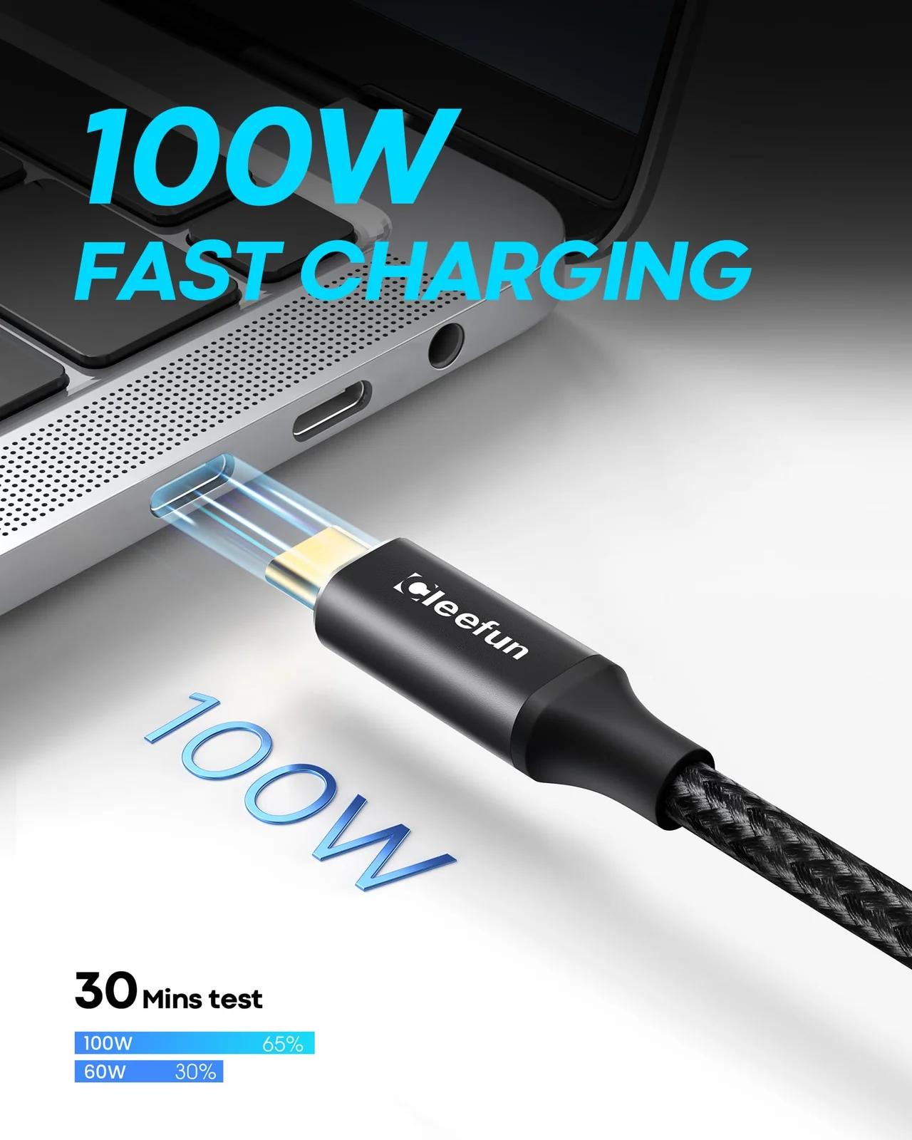 CLEEFUN vastupidav USB-C pikenduskaabel 30 cm — kiire laadimine – kasutusnäide