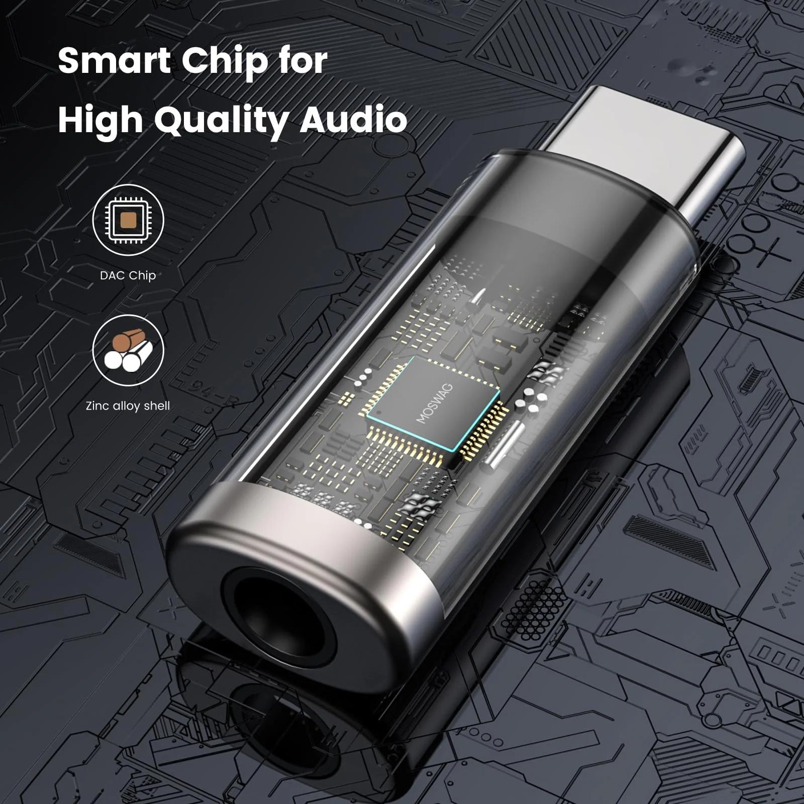 MOSWAG vastupidav USB-C–3,5 mm audioadapter rikkaliku – lisavaade