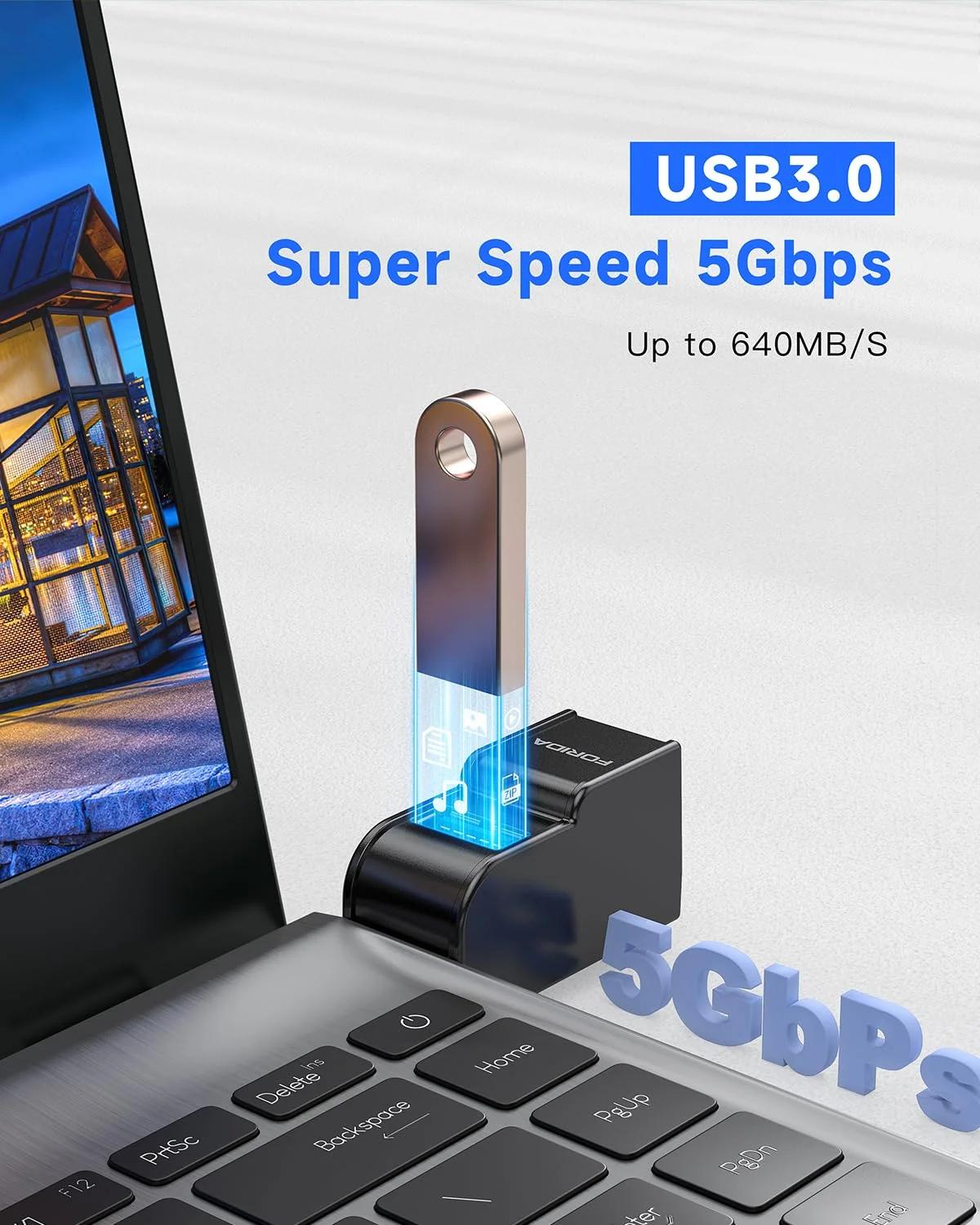 FORIDA kerge ABS USB-hub 3-in-1 — kaasaskantav ja kompaktne – pakend ja tarvikud