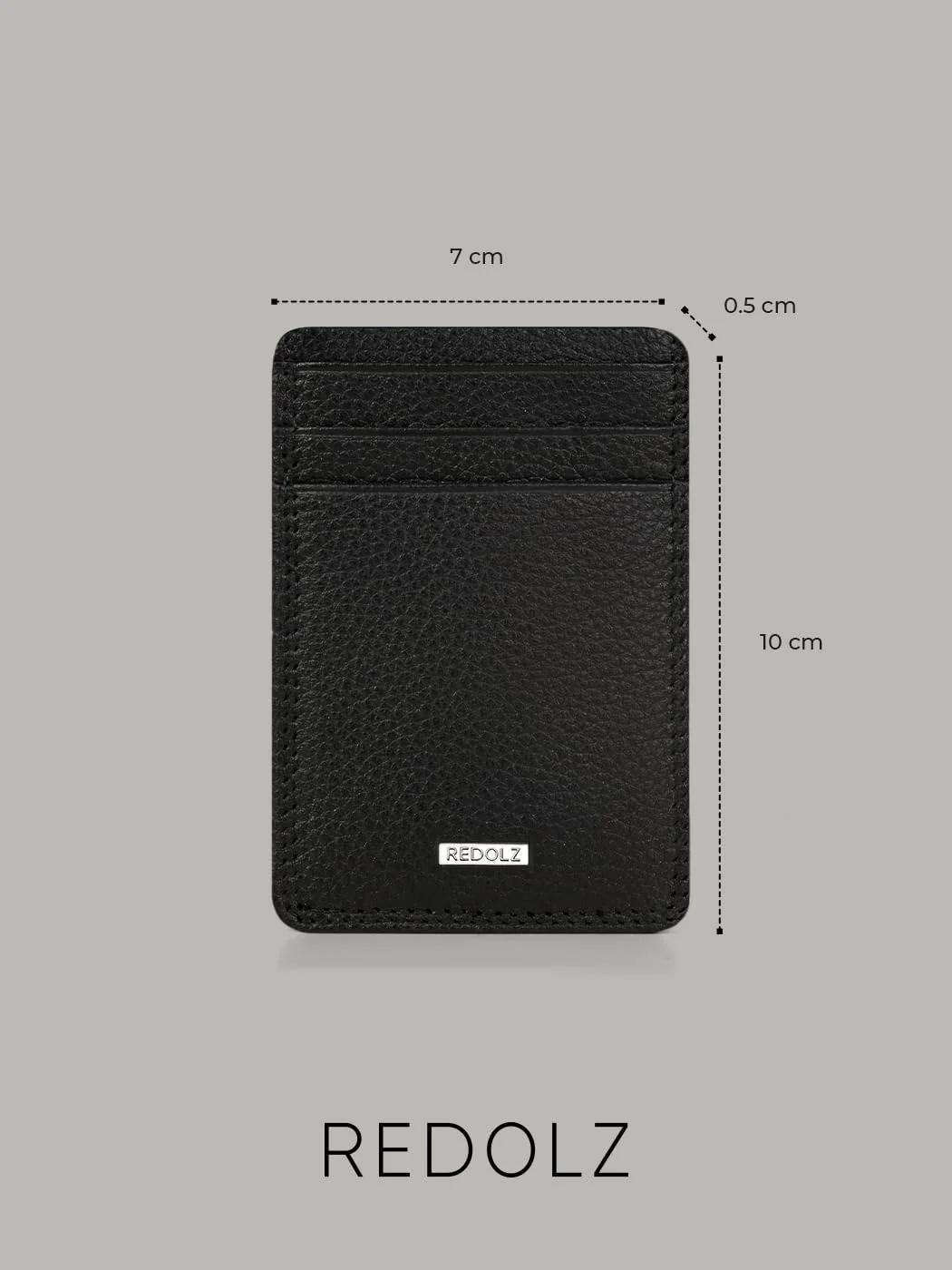 REDOLZ nahast slim-kaardikarp RFID-kaitsega — elegantne kingitus – detailne vaade