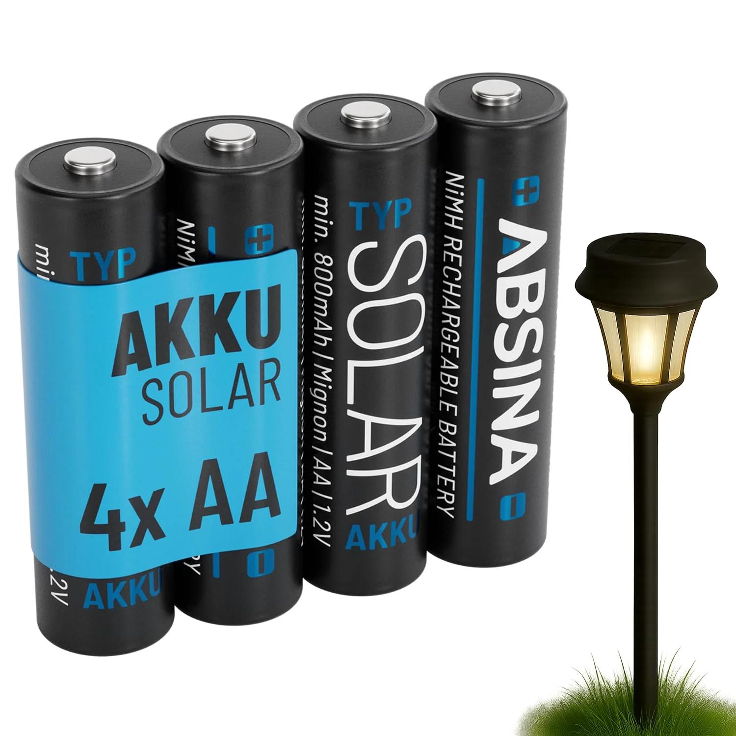 ABSINA päikeseakud AA 800mAh – vastupidav ja keskkonnasõbralik