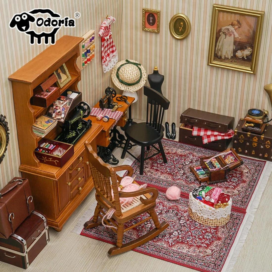Odoria mini vaip 1/12 skaalas – vintage kangas, kaunistuseks – pilt 8