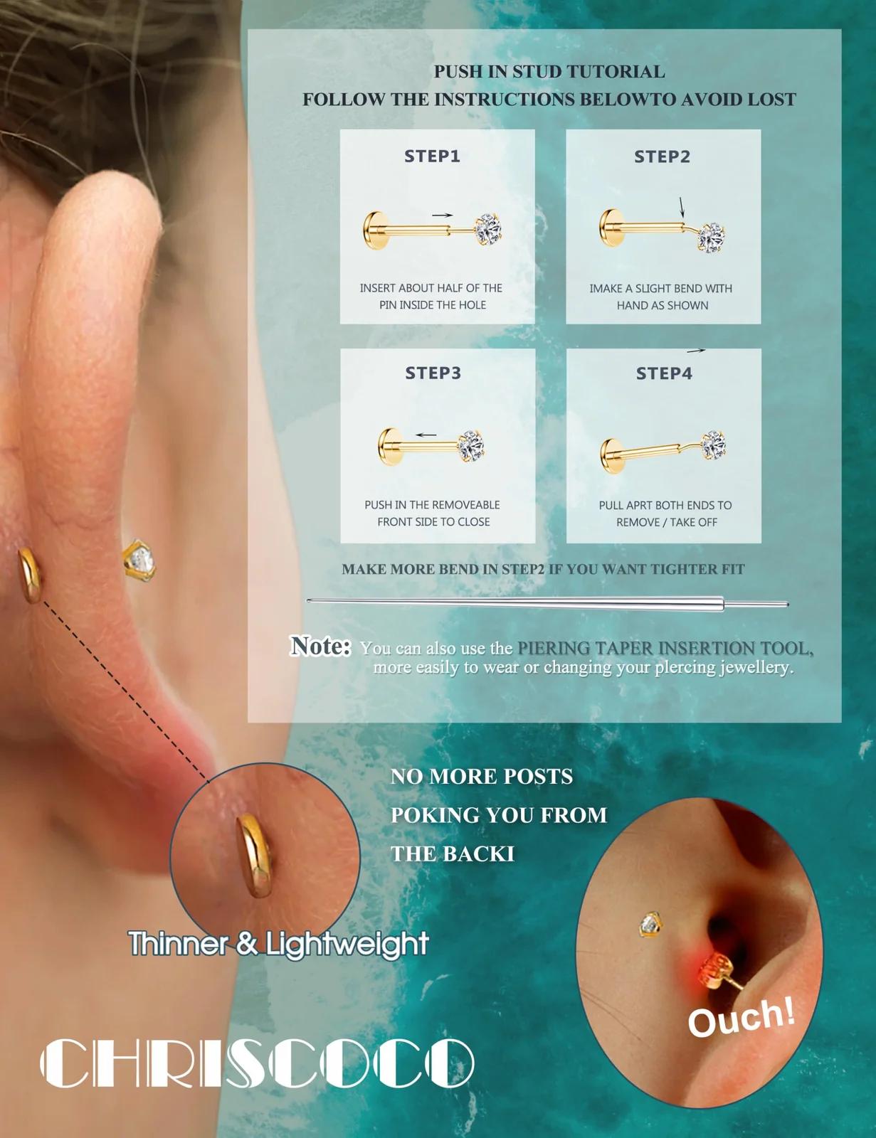 Chriscoco titaanikujuline labret-piercing – piercingud – pakend ja tarvikud