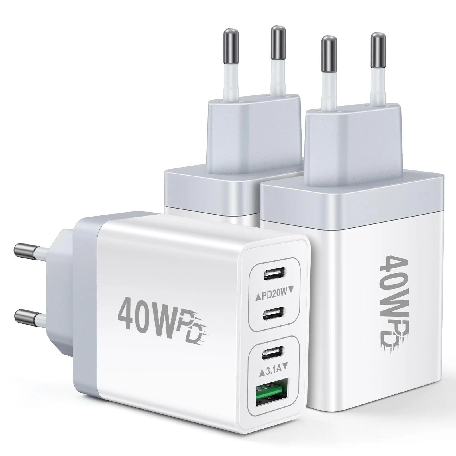 Acezeek kompaktne 40W USB‑C laadija 3‑pakend — kiire ja turvaline