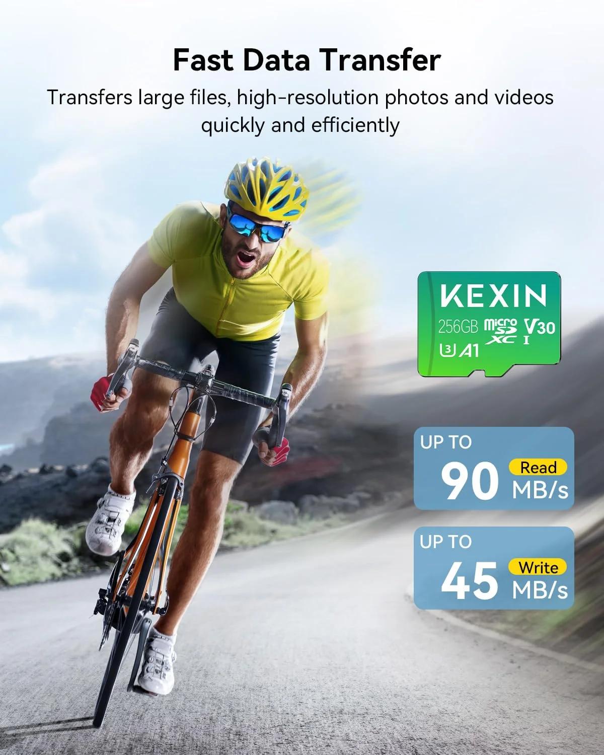 KEXIN 256GB microSDXC – kiire ja vastupidav salvestus – pakend ja tarvikud