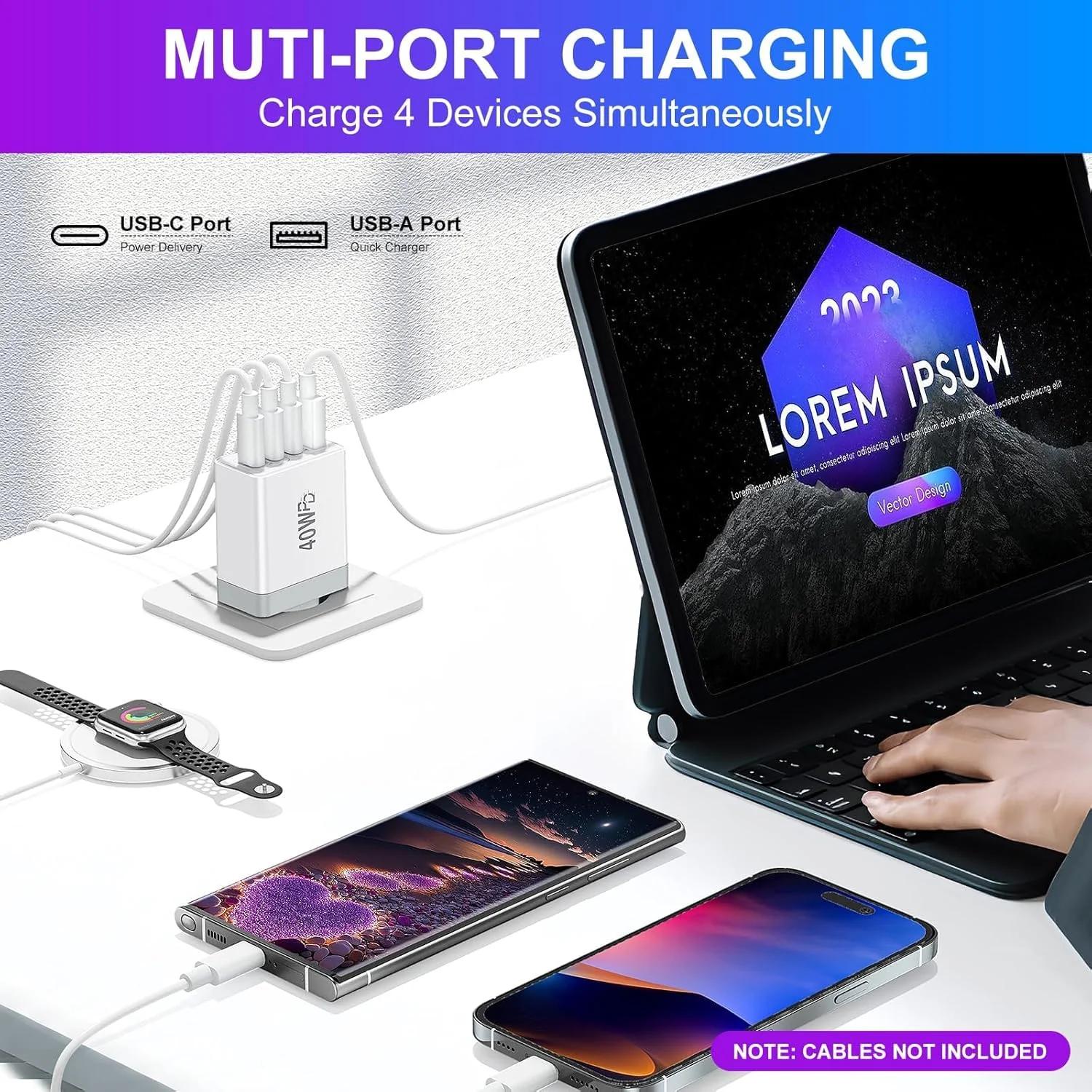 Acezeek kompaktne 40W USB‑C laadija 3‑pakend — kiire ja turvaline – detailne vaade