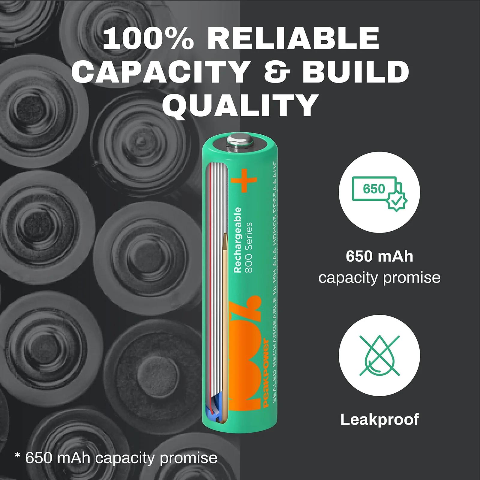 100% PeakPower NiMH AAA akud 1,2V – pika tööajaga 8 tk – lisavaade