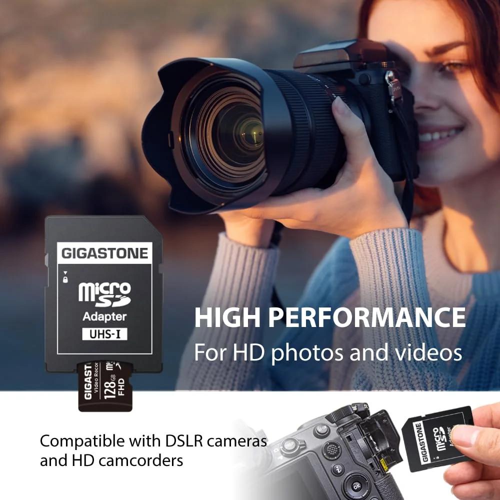 Gigastone 5× 128GB MicroSD kaart – vastupidav ja kiire salvestus – pakend ja tarvikud