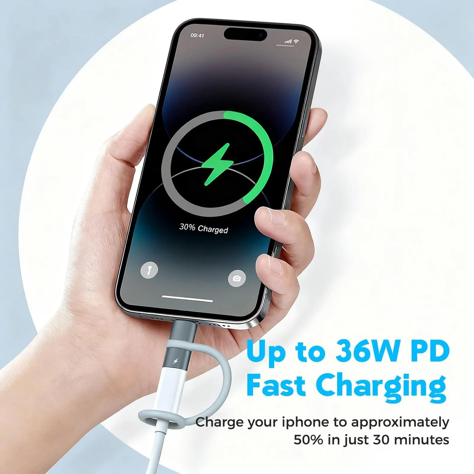 Oliveria vastupidav alumiiniumist USB-C–Lightning adapter – 3 tk – pakend ja tarvikud