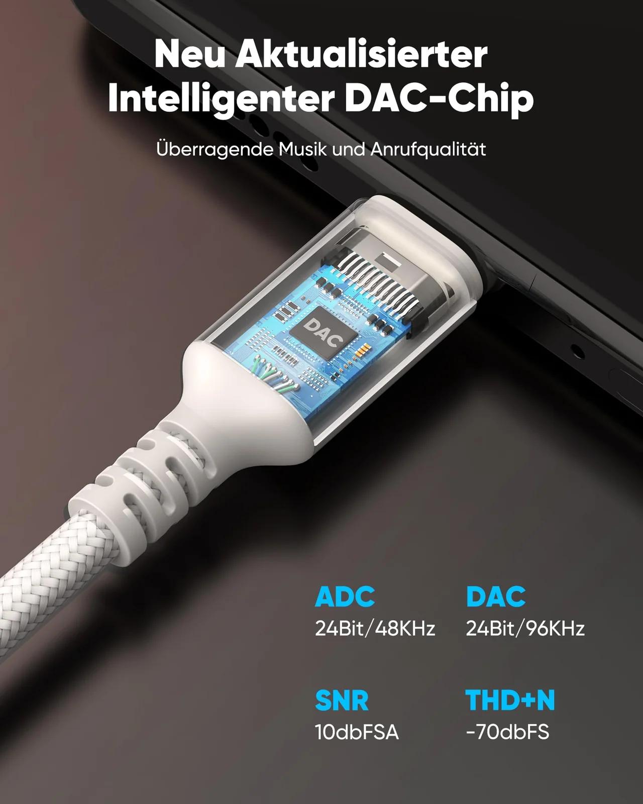 Highwings vastupidav USB-C–3,5mm adapter helikvaliteediga – lisavaade