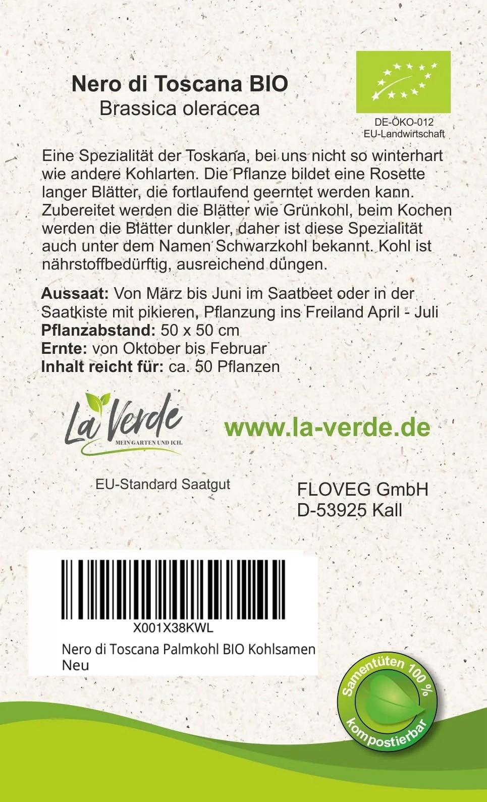 La Verde MEIN GARTEN UND ICH. La Verde BIO Palmkohl Nero di – pakend ja tarvikud