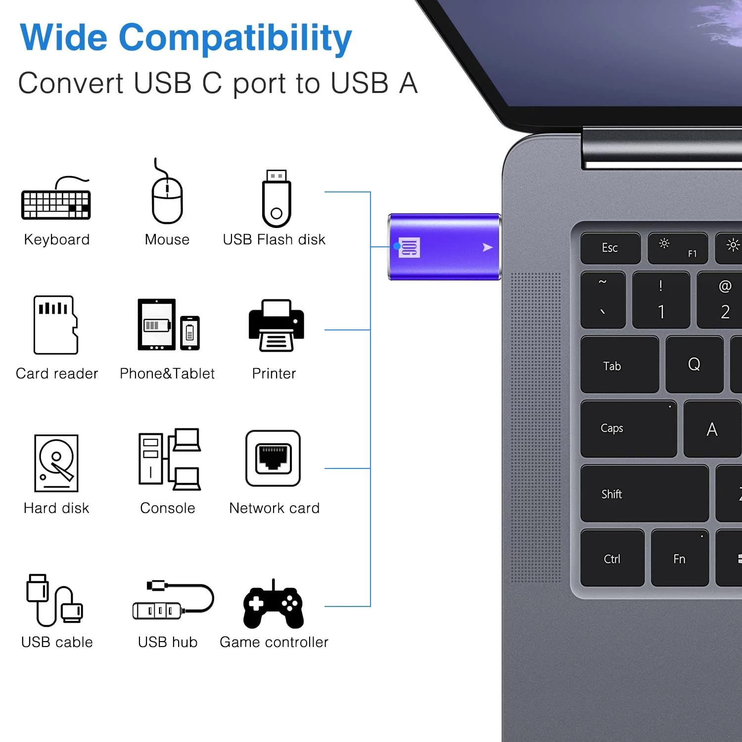 ANDTOBO vastupidav USB-A–C adapter kahepakis, kiire ülekande – pilt 7