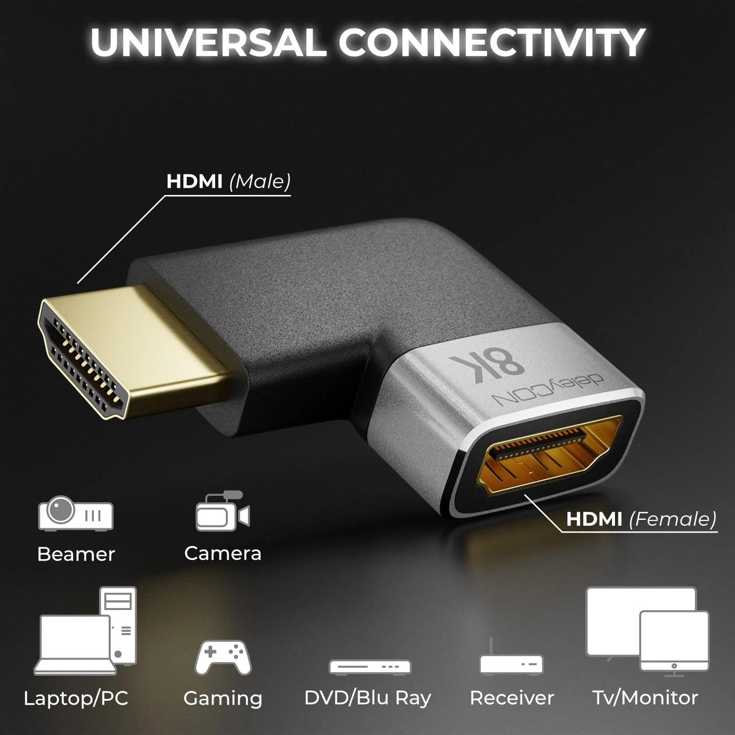 deleyCON alumiiniumne HDMI-adapter – 8K 60Hz ja HDR tugi – detailne vaade