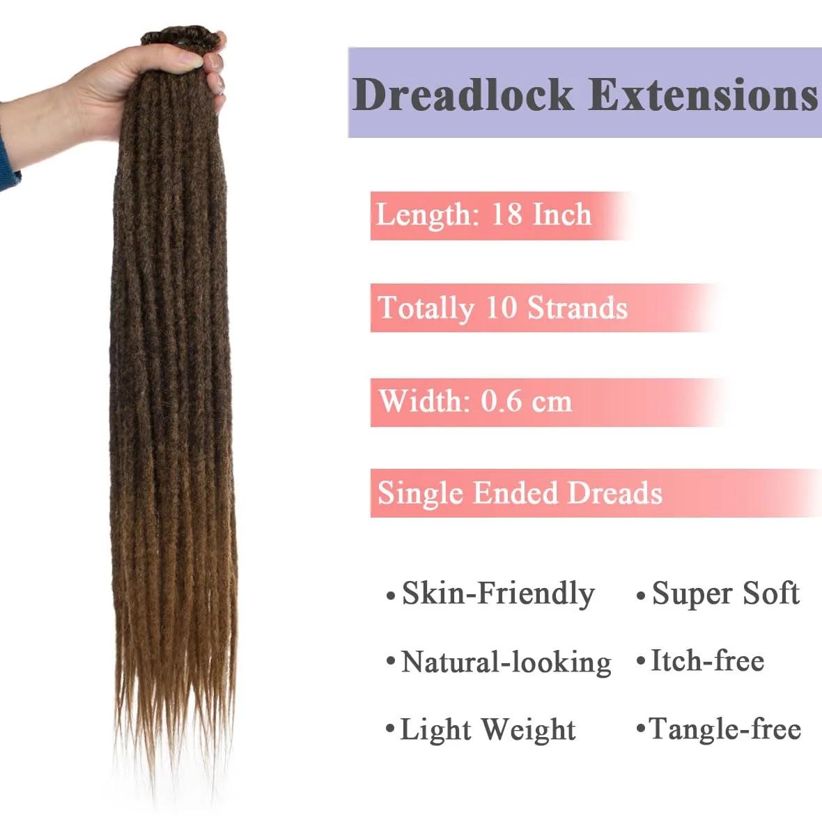 Leeven sünteetilised 18″ dreadlock-pikendused — stiilne ombre – pakend ja tarvikud