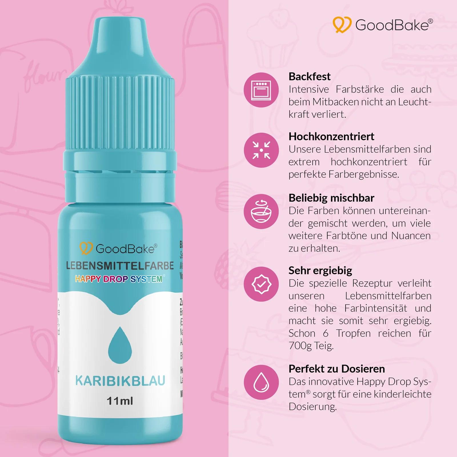 GoodBake pastell-toiduvärv Karibikblau — intensiivne 11 ml – detailne vaade