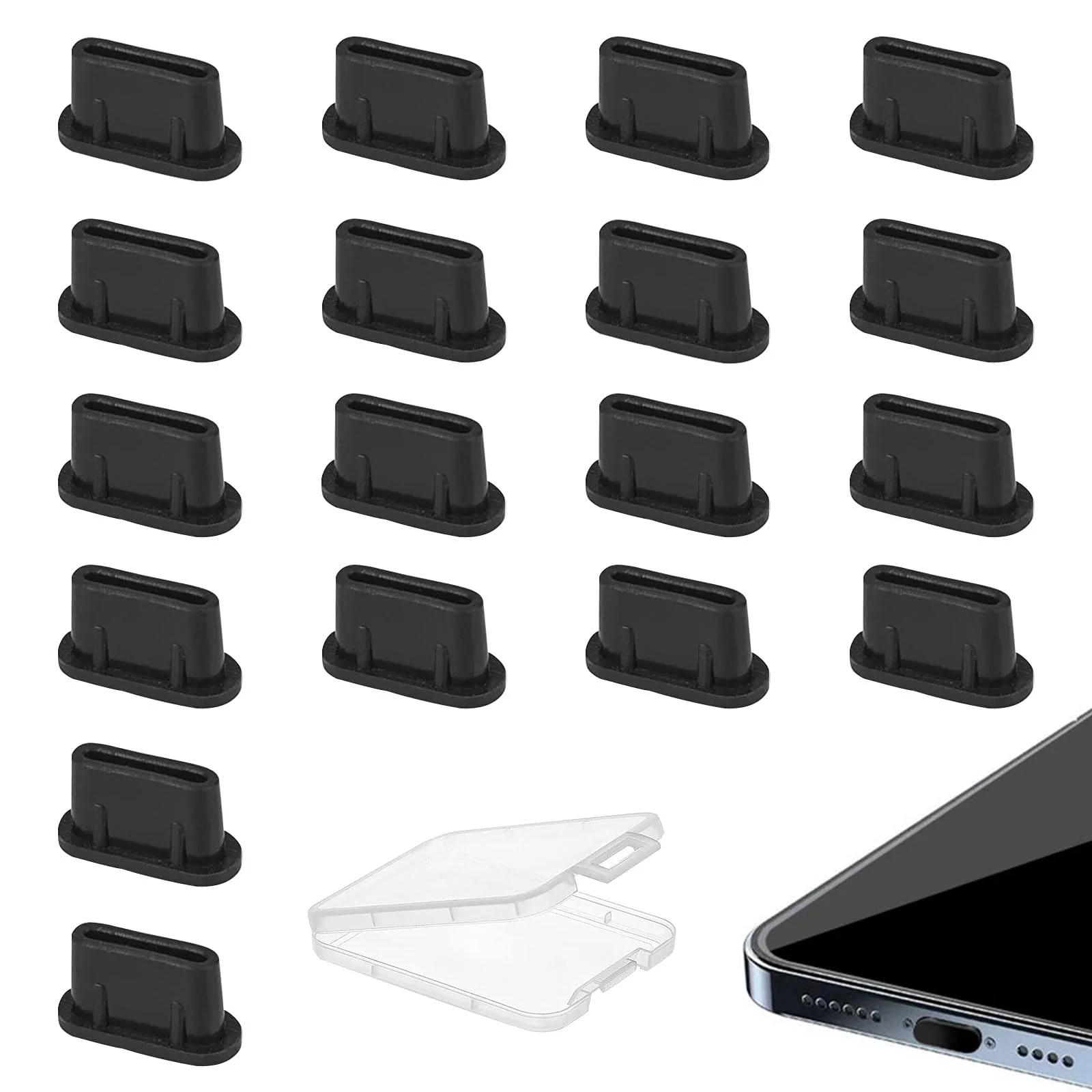 SLIVERBA silikoonist USB‑C kaitsekorgid — komplekt 18 tk