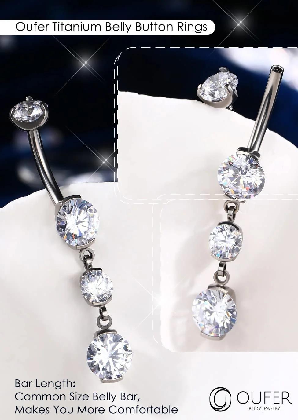 OUFER Body Piercing titaani 12mm nabasõrmus – hüpoallergeenne – pakend ja tarvikud