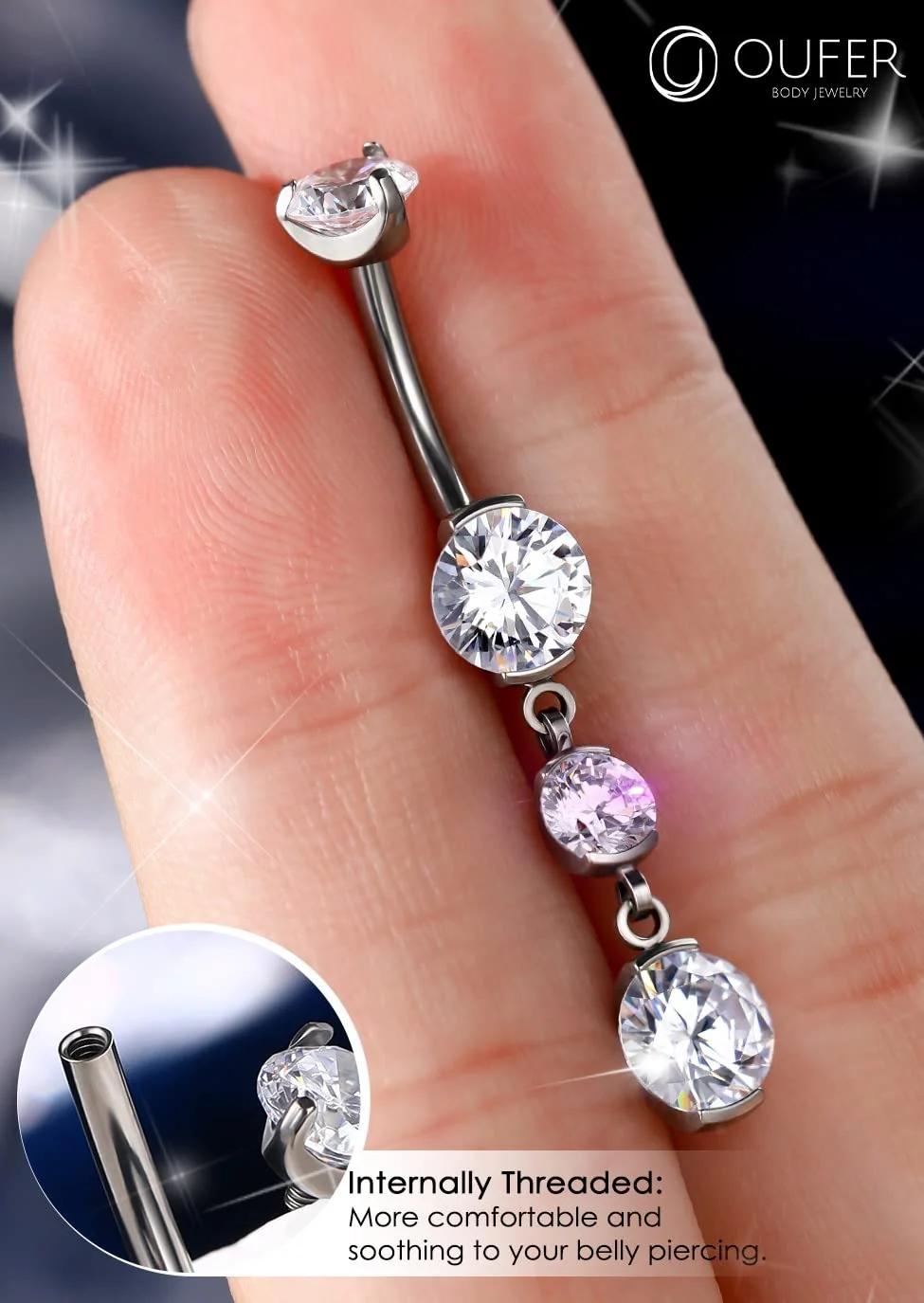 OUFER Body Piercing TNV008-12MM clear cz kehaehted – pakend ja tarvikud